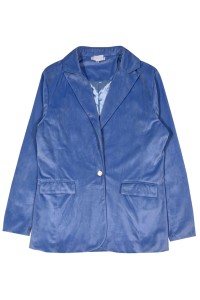 設計藍色絨面女裝西裝     訂製時尚女裝西裝外套    時尚設計    個性設計風褸    時裝款式風褸     FA401